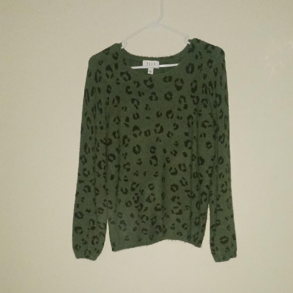 Elle Green Leopard Print Sweater